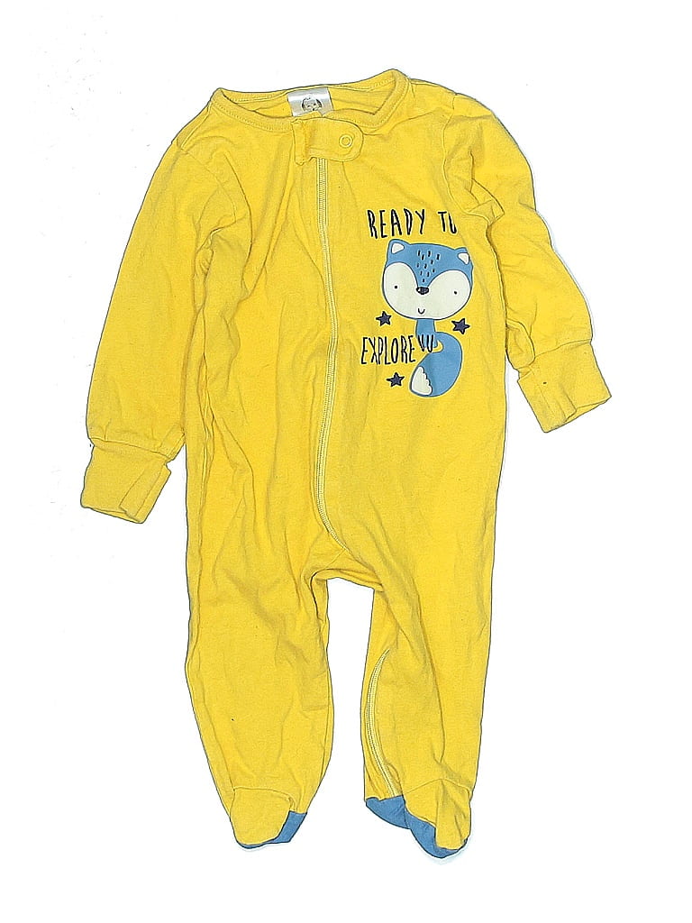 Gerber 100% Cotton Print Yellow Long Sleeve Outfit Size 0-3 mo - photo 1