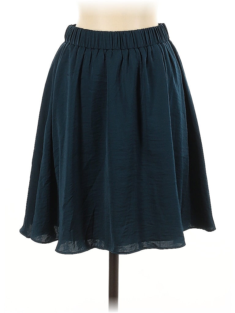 OAK + FORT 100% Polyester Solid Teal Casual Skirt Size S - photo 1