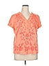 Johnny Was 100% Cotton Floral Orange Short Sleeve Blouse Size XL - photo 1