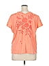 Johnny Was 100% Cotton Floral Orange Short Sleeve Blouse Size XL - photo 2