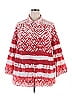 Phases 100% Cotton Red 3/4 Sleeve Button-Down Shirt Size 2X - photo 1