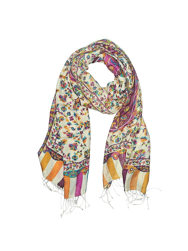 Tolani 100% Silk Floral Yellow Purple Silk Scarf One size - photo 1