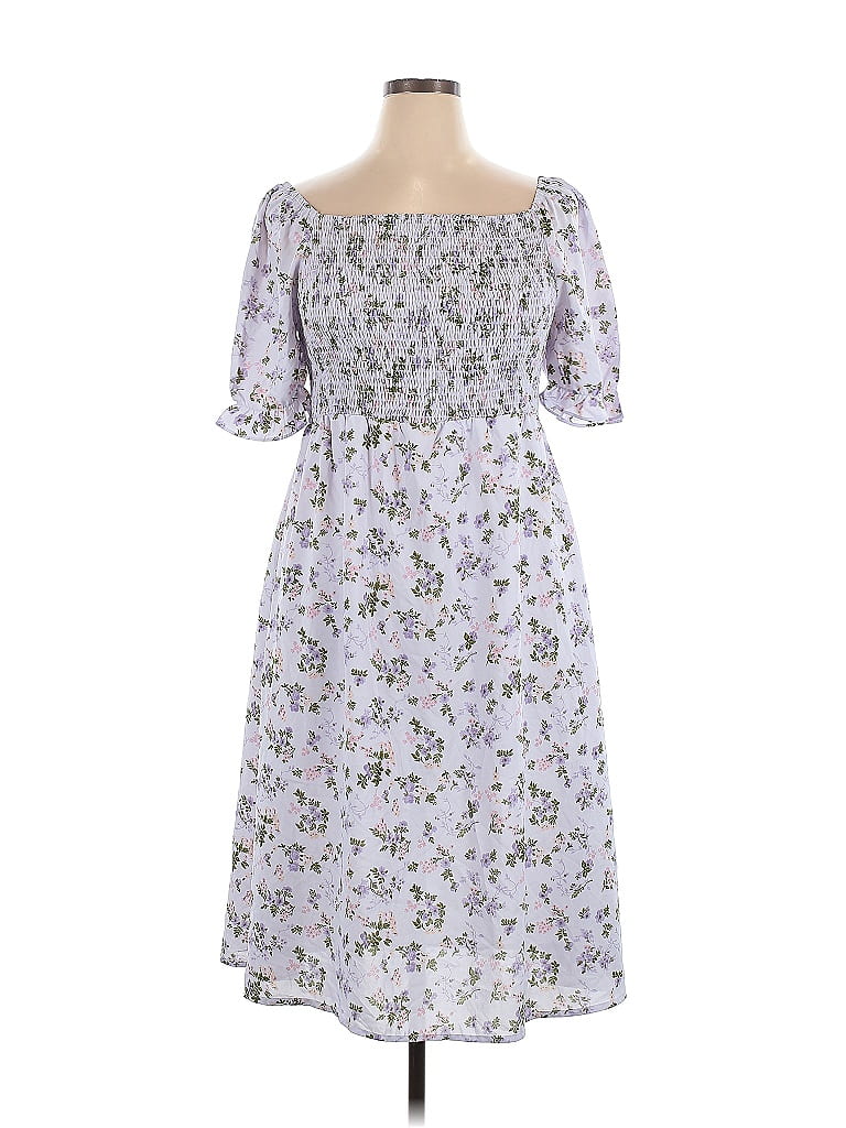 Allegra K 100% Polyester Floral Purple Casual Dress Size XL - photo 1