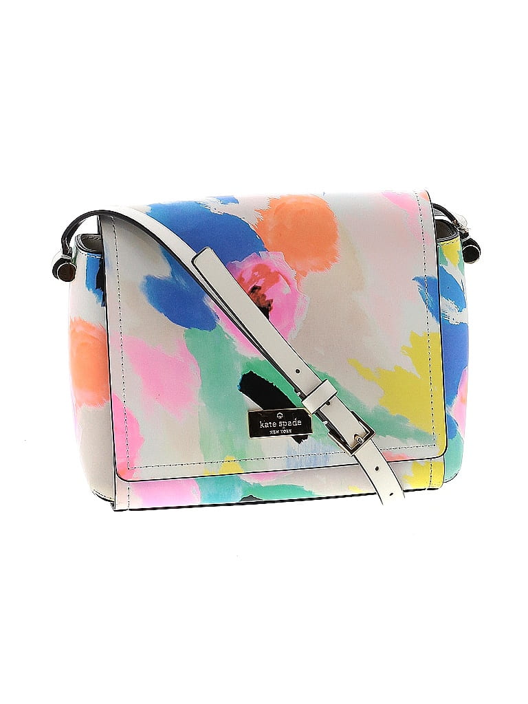 Kate Spade New York 100% Leather Floral Color Block White Ivory Leather Crossbody Bag One size - photo 1