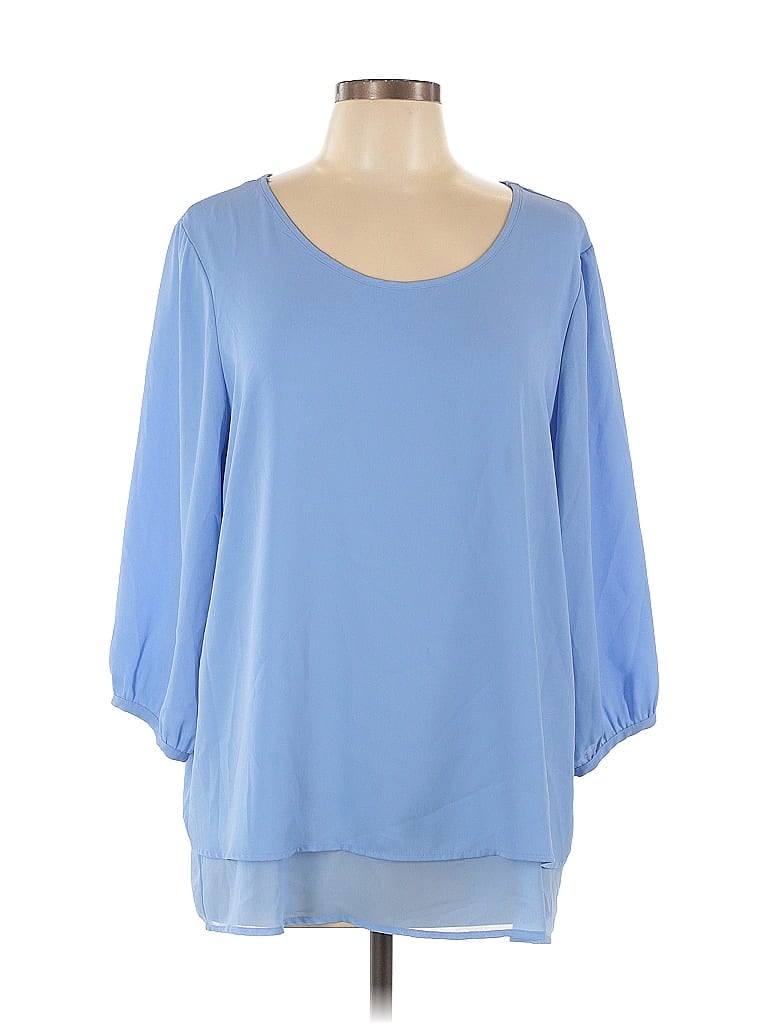 Pre-owned Pleione 3/4 Sleeve Blouse In Blue