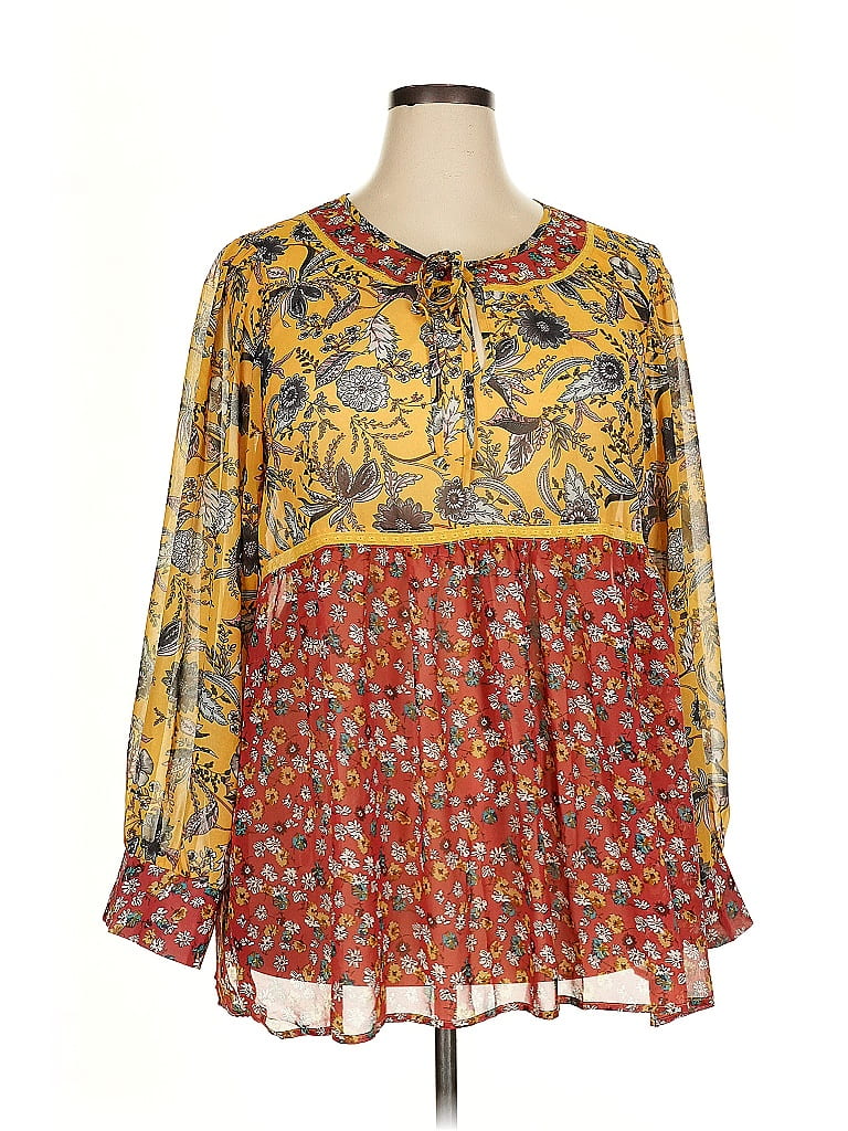 Suzanne Betro 100% Polyester Yellow 3/4 Sleeve Blouse Size 2X - photo 1