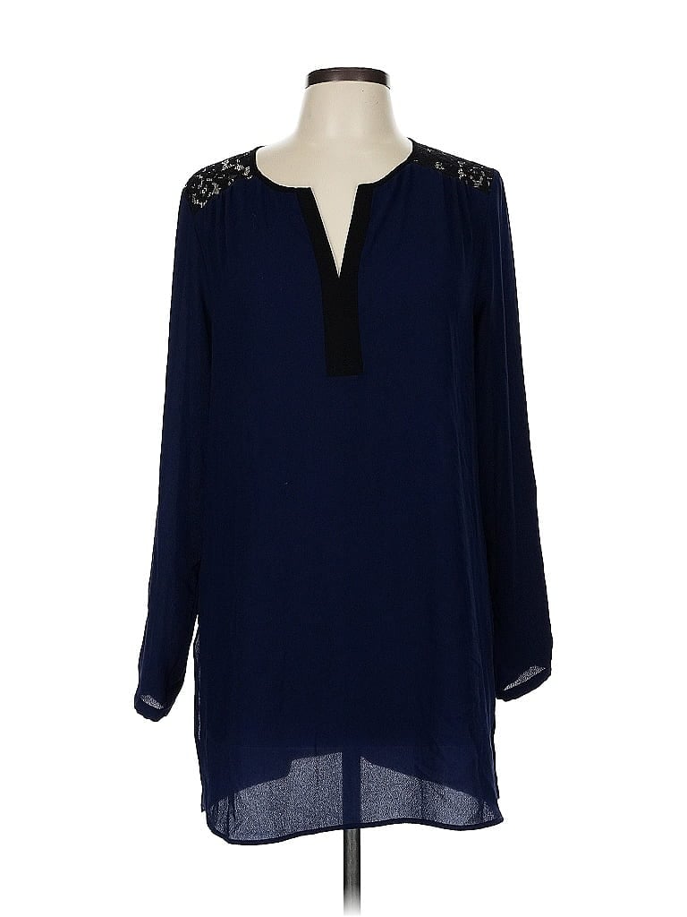 Pre-owned Daniel Rainn Long Sleeve Blouse In Blue