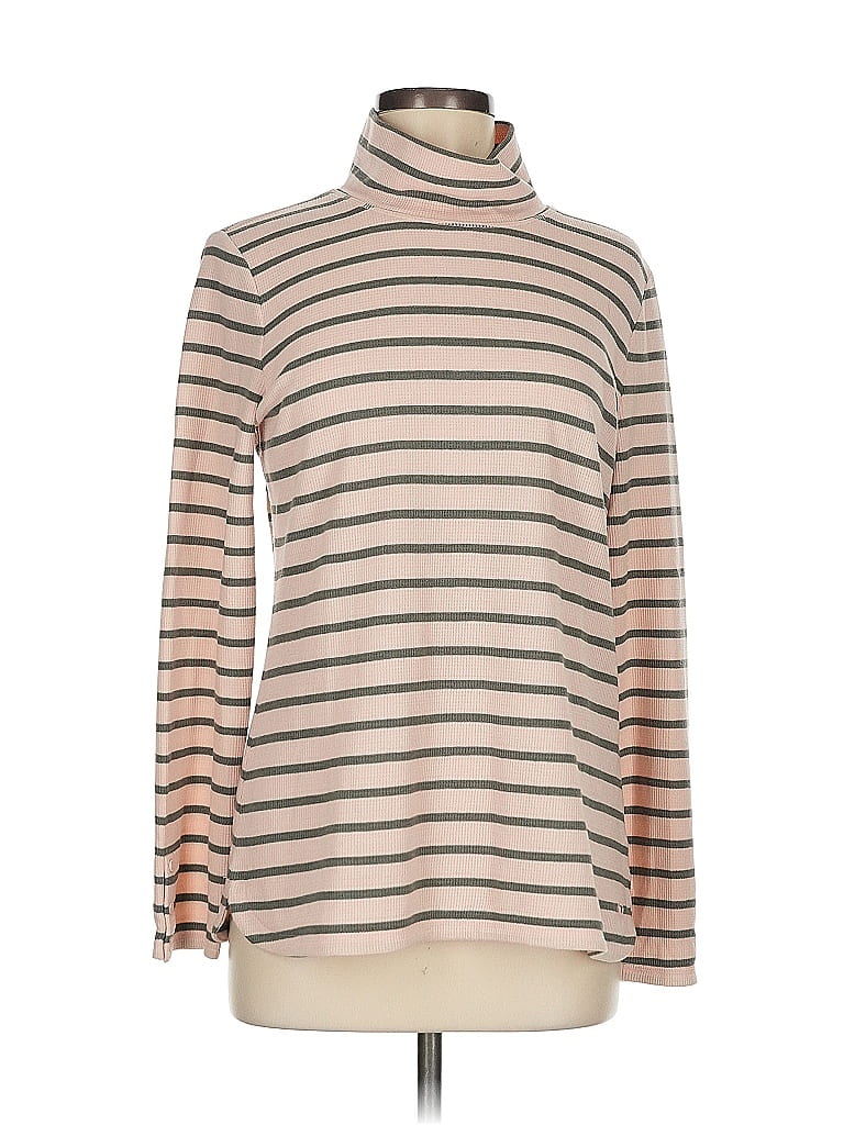 T by Talbots Stripes Tan Turtleneck Sweater Size M - photo 1