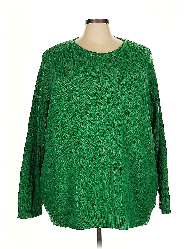 Woman Within 100% Cotton Green Long Sleeve T-Shirt Size 5X - photo 1