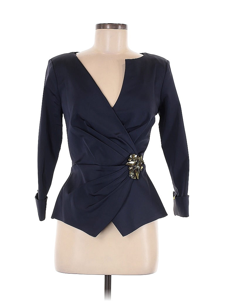 Tadashi Shoji Blue Long Sleeve Blouse Size 6 - photo 1