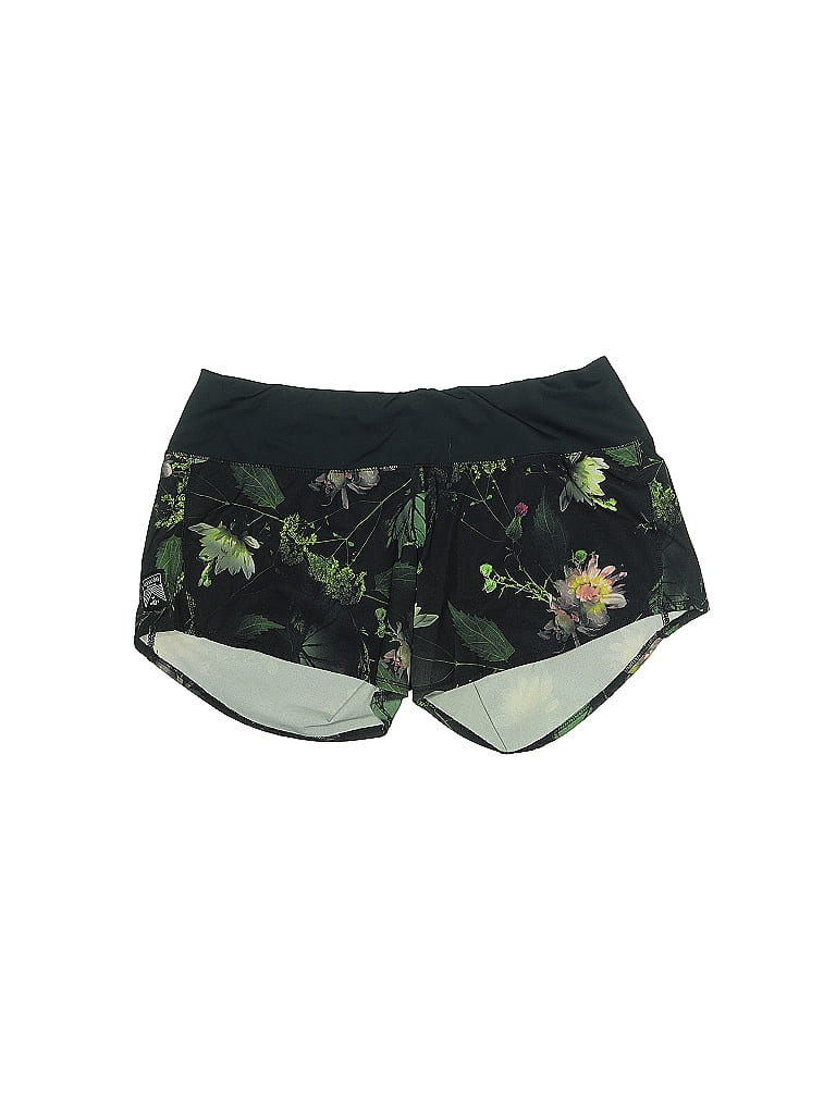 Oiselle Floral Black Green Shorts Size 8 - photo 1