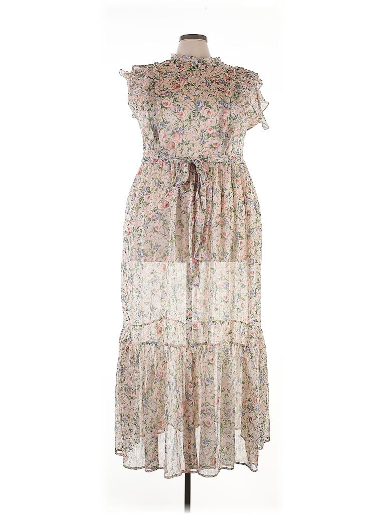 Unique Vintage 100% Polyester Paisley Tan Casual Dress Size 3X - photo 1