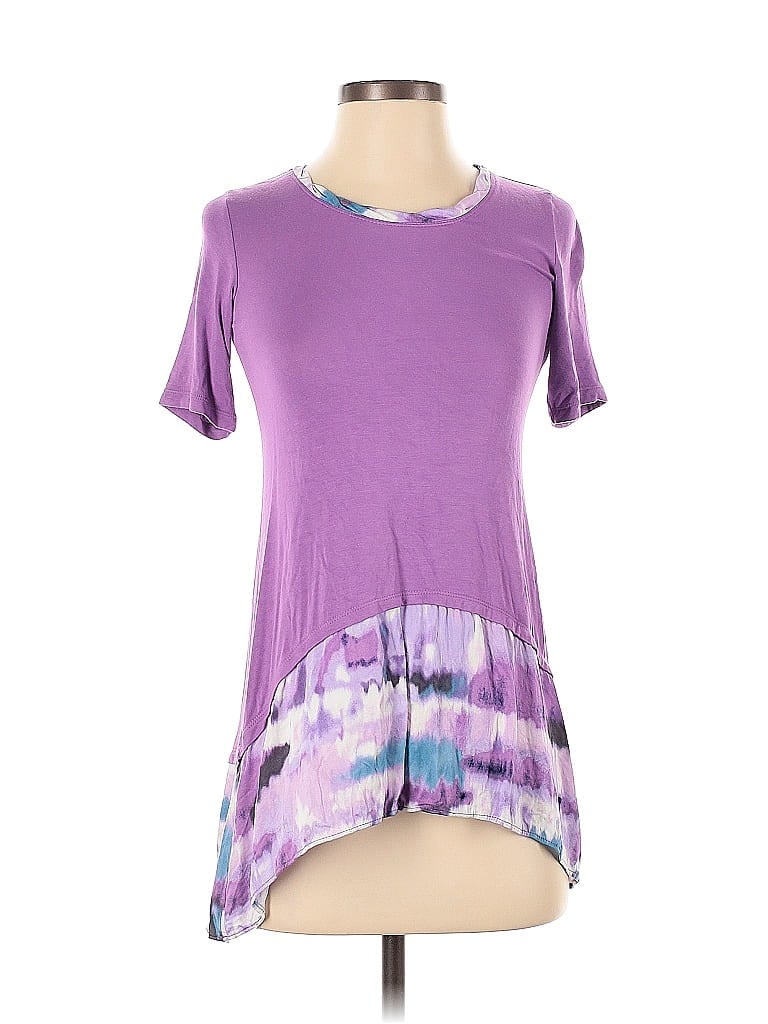Pre-owned Logo By Lori Goldstein Short Sleeve Blouse In Purple