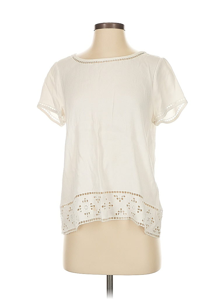 Click to view more detailed imagery on our partner's website Pre-owned Joie Short Sleeve Top Ivory Keyhole Neckline Tops In White