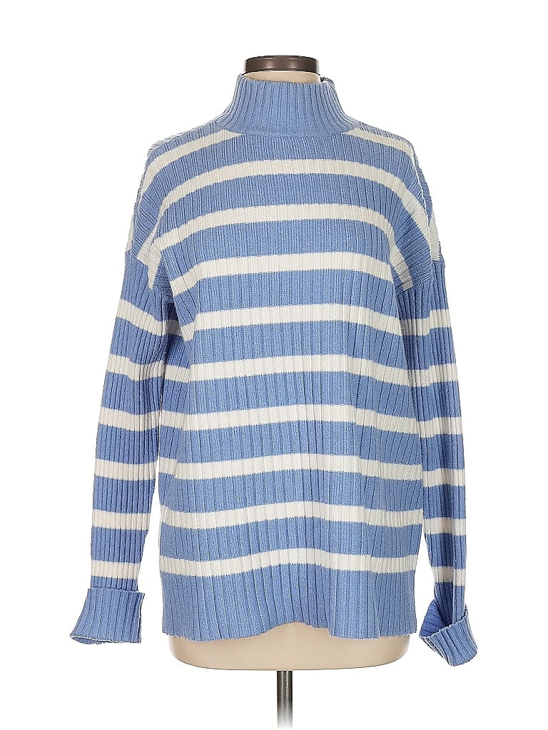 Ann Taylor LOFT Stripes Blue Turtleneck Sweater Size S - photo 1