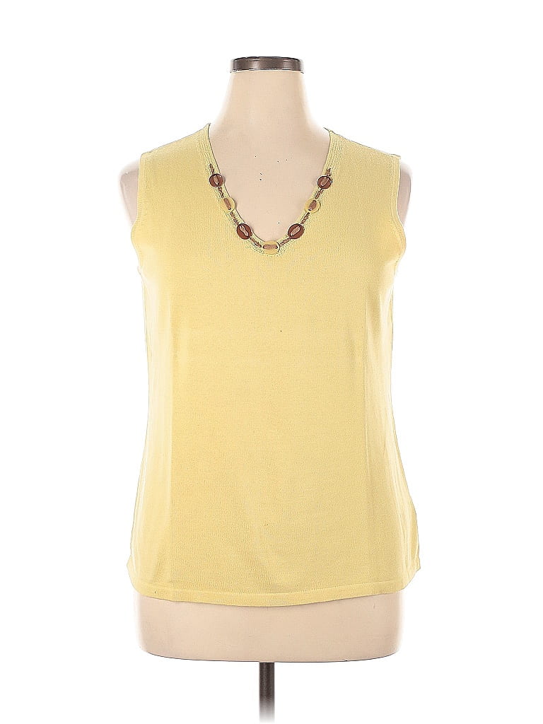 Kasper 100% Cotton Yellow Sleeveless Top Size 1X - photo 1