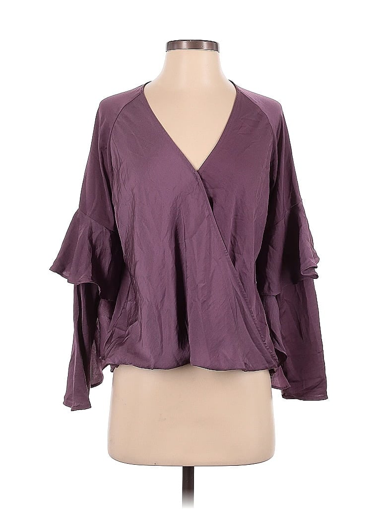 Pre-owned Express 3/4 Sleeve Blouse In Purple