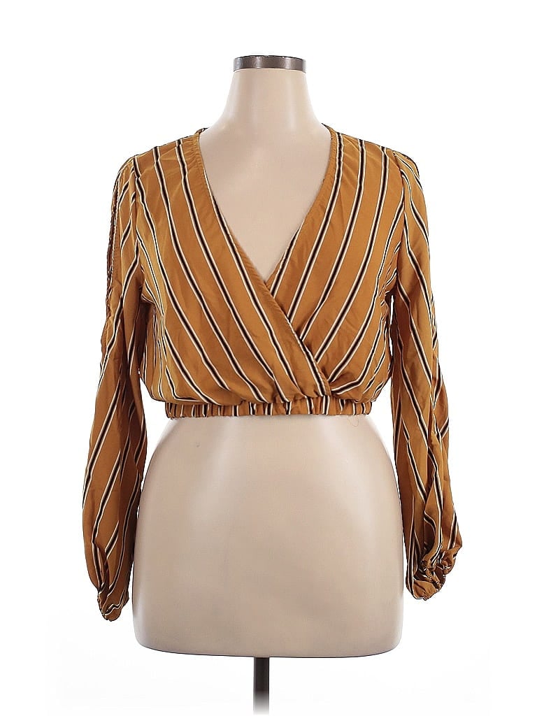 Pre-owned Assorted Brands Long Sleeve Blouse In Gold