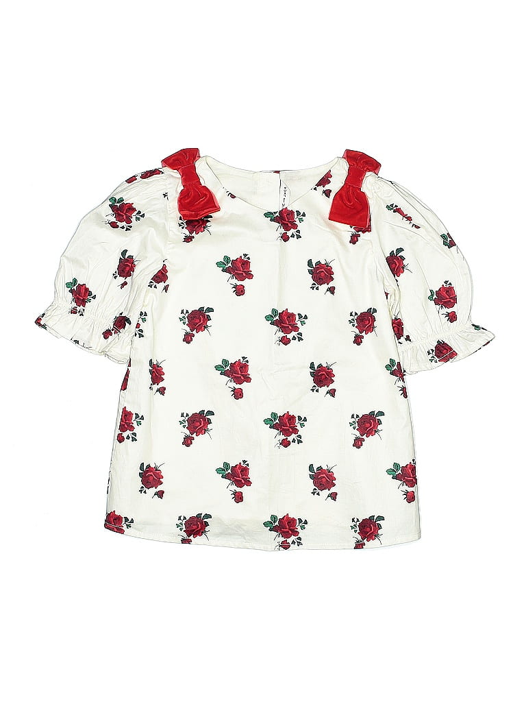 Janie and Jack 100% Cotton Floral Ivory Short Sleeve Blouse Size 8 (big kids) - photo 1