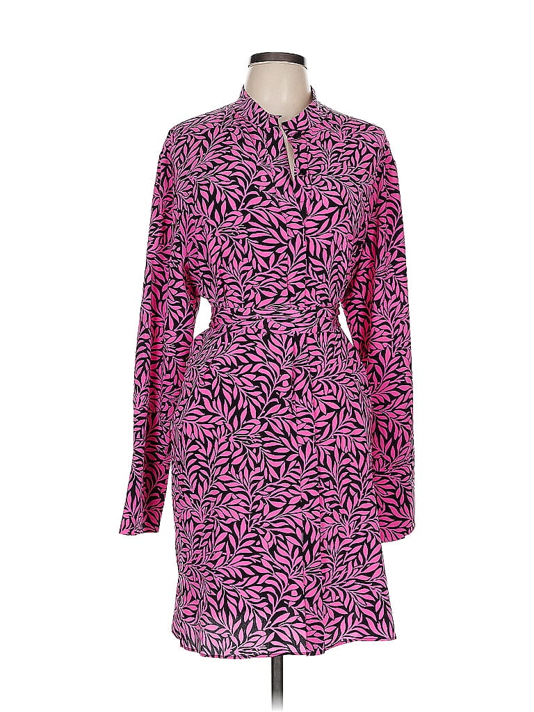 Diane von Furstenberg 100% Silk Animal Print Pink Cocktail Dress Size L - photo 1