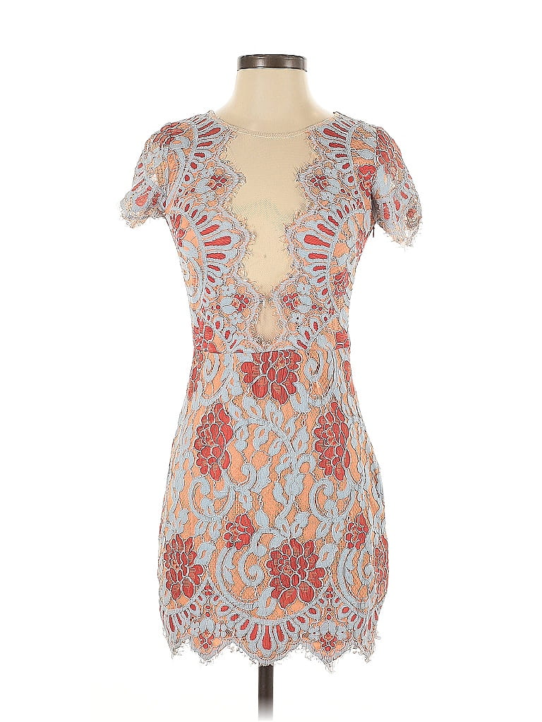 Storia 100% Polyester Paisley Orange Cocktail Dress Size S - photo 1