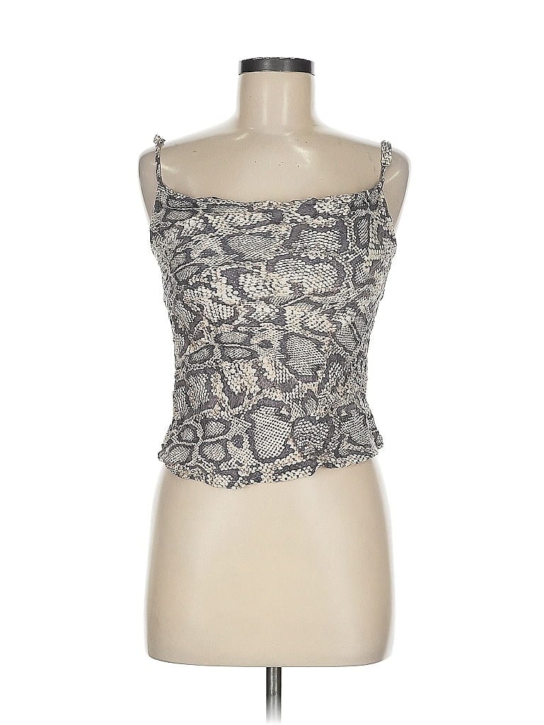 Pre-owned Olivaceous Tank Top Silver Strapless Neckline Tops