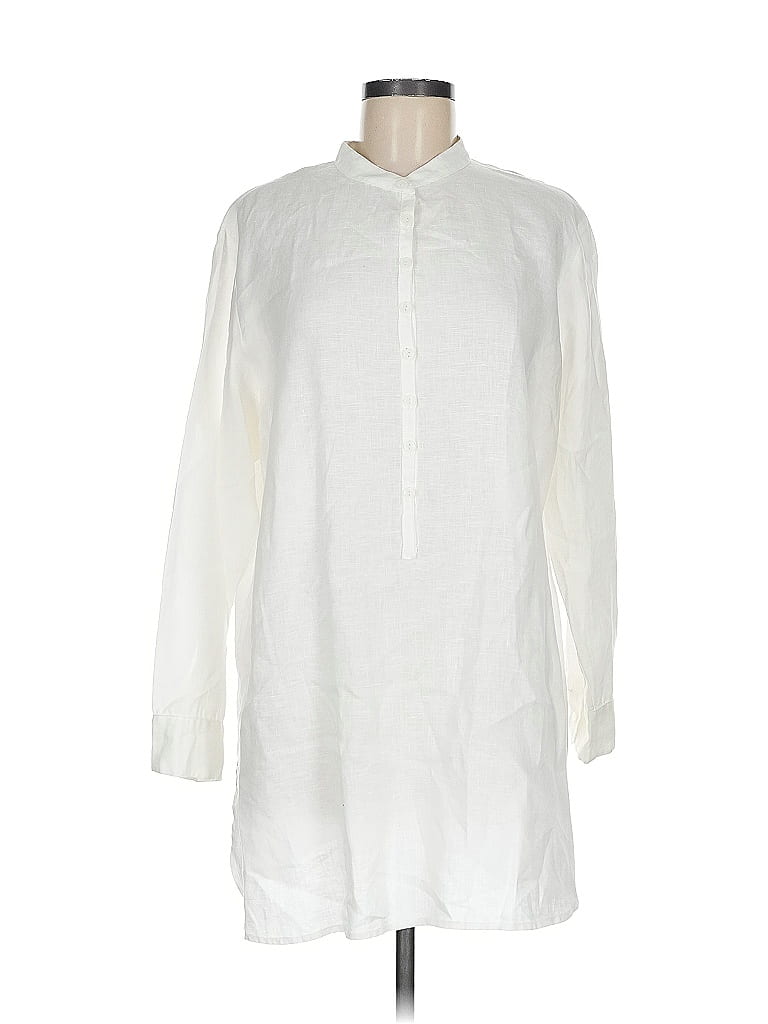 Charlotte Kellogg 100% Linen White Ivory Casual Dress Size M - photo 1