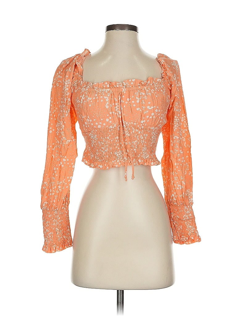 Pre-owned Faithfull The Brand 3/4 Sleeve Blouse In Orange