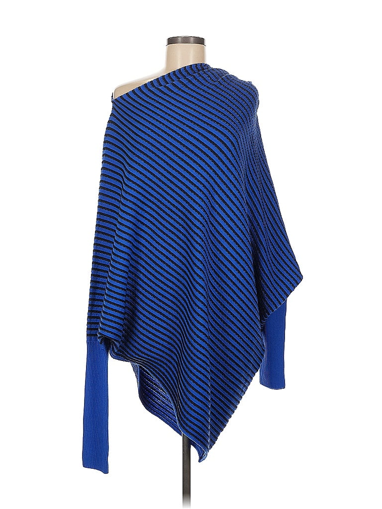 St. John 100% Wool Blue Poncho Size M - photo 1