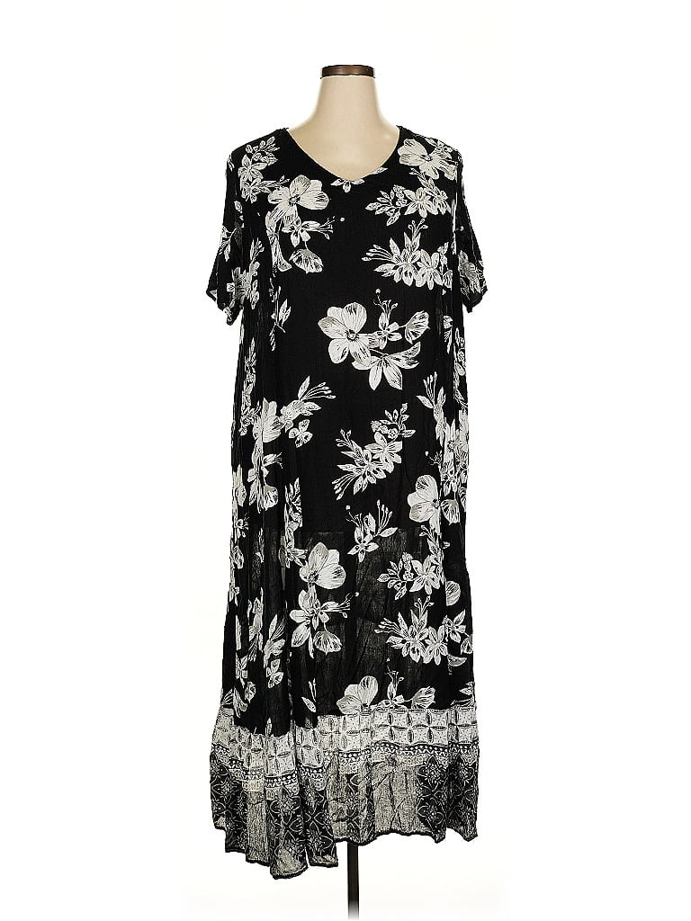 Woman Within 100% Rayon Black Casual Dress Size 30 - photo 1