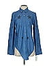 A.Z.I Jeans Stars Blue Long Sleeve Button-Down Shirt Size S - photo 1