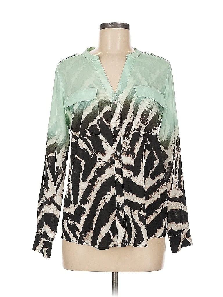 Pre-owned Calvin Klein Long Sleeve Blouse In Green
