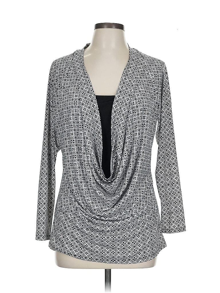 Bisou Bisou Gray Long Sleeve Top Size L - photo 1
