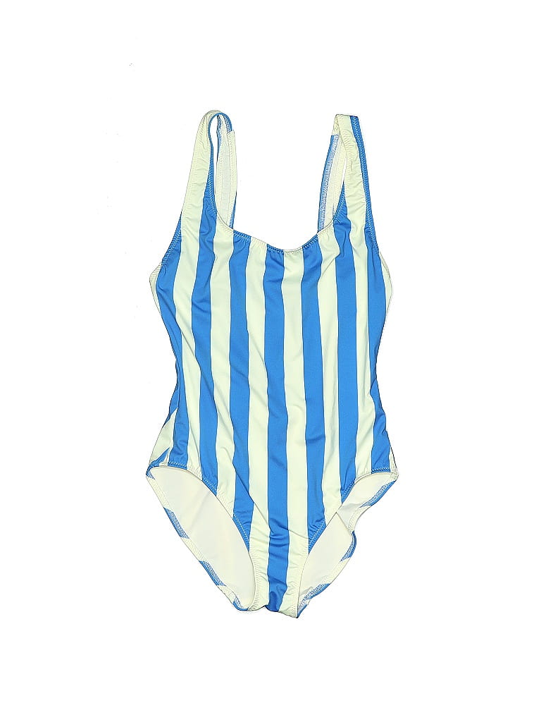 Solid & Striped Stripes Blue One Piece Swimsuit Size S - photo 1
