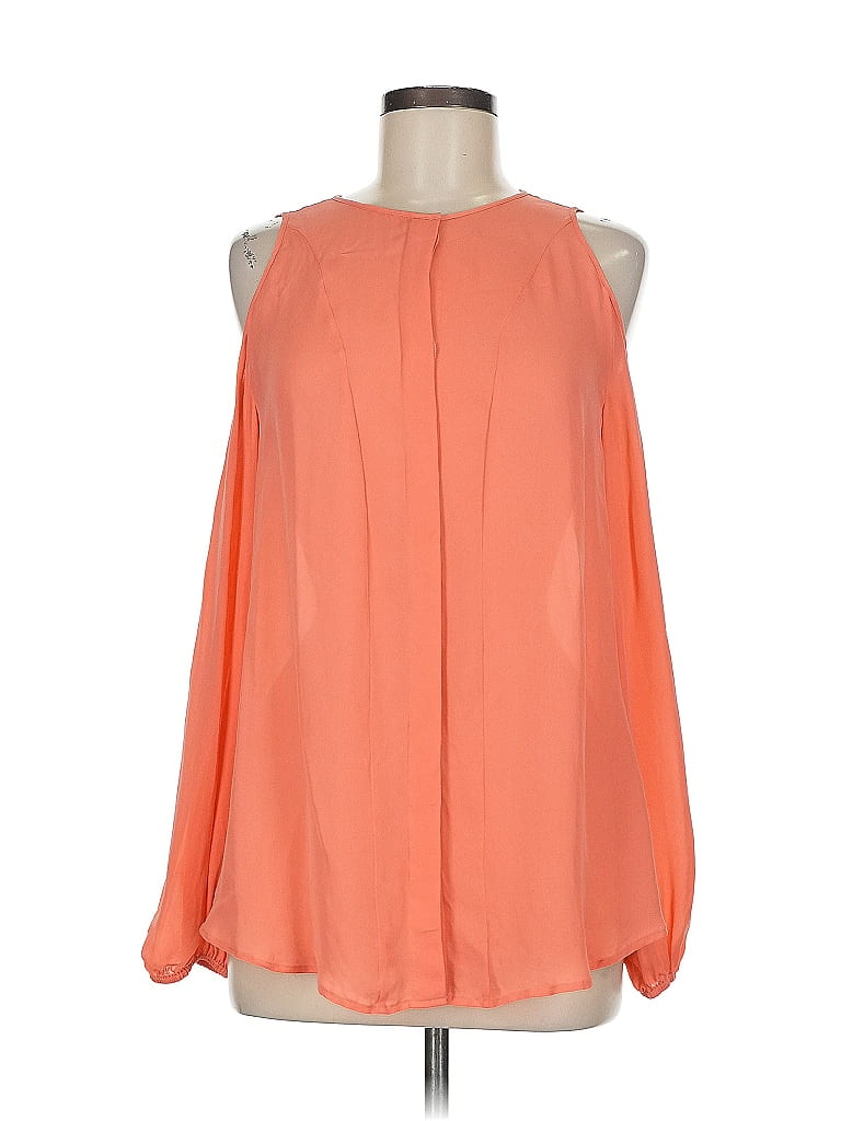 Pre-owned Tamara Mellon Sleeveless Silk Top Orange Cold Shoulder Neckline Tops