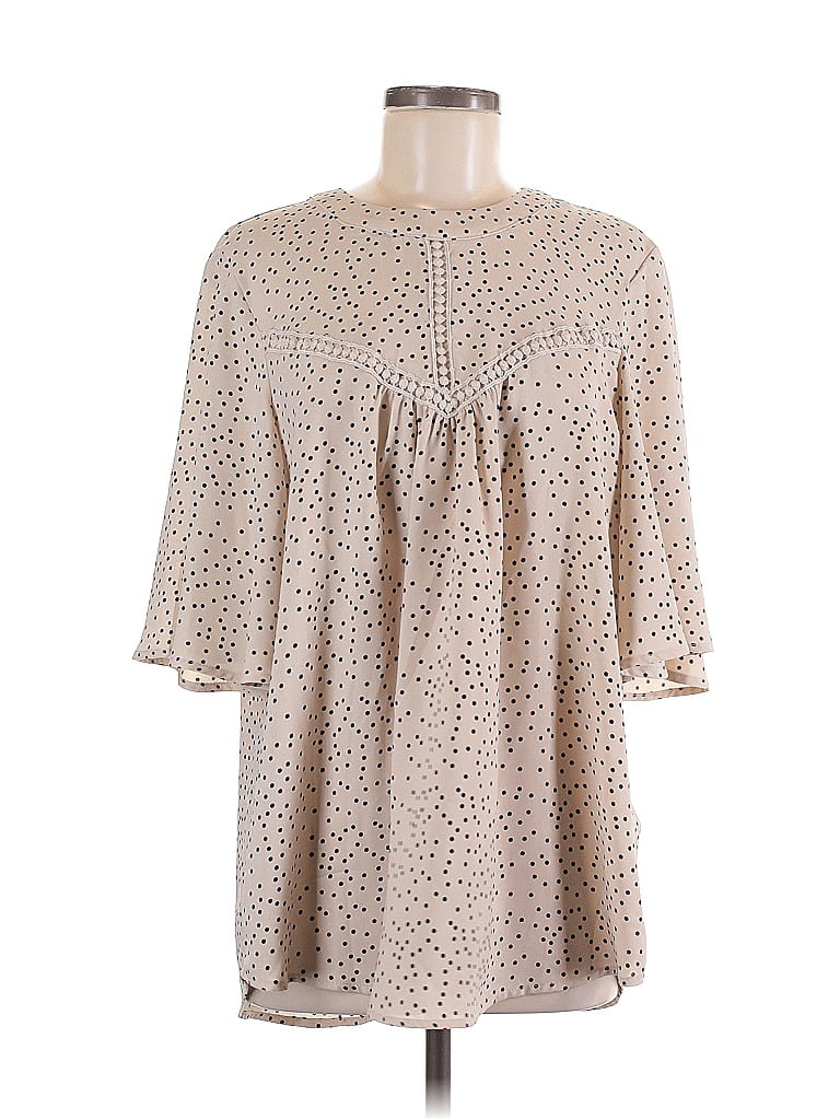 Suzanne Betro 100% Polyester Tan 3/4 Sleeve Blouse Size M - photo 1
