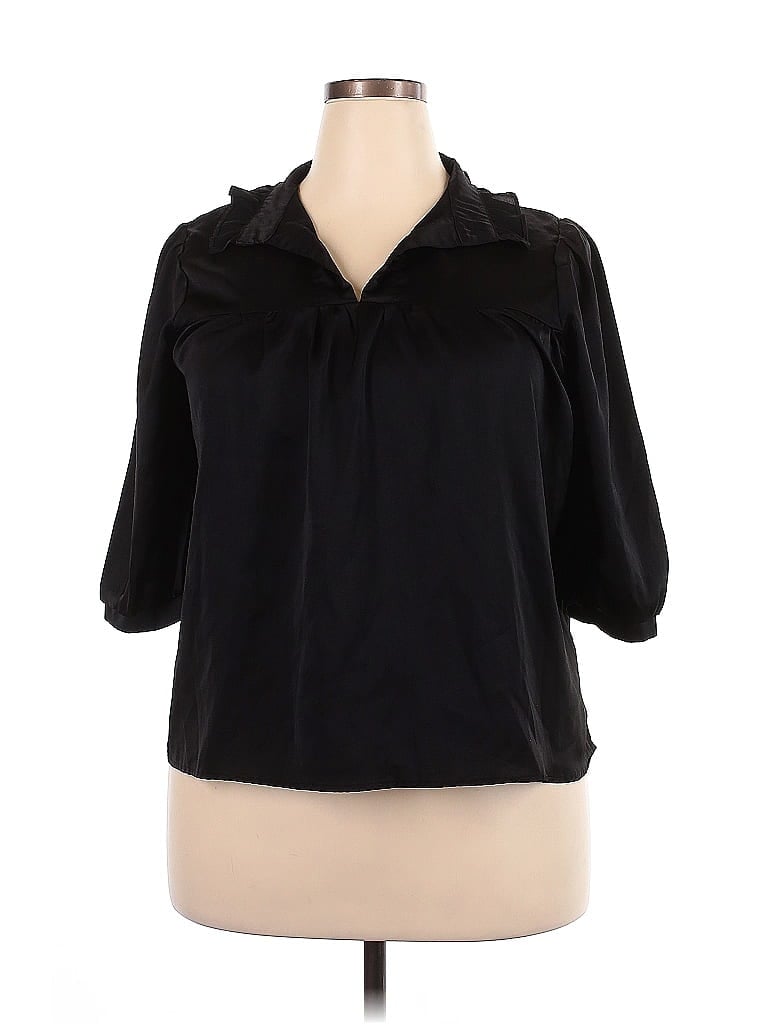 Pre-owned Unbranded 3/4 Sleeve Blouse In Black
