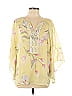 Belle By Kim Gravel 100% Polyester Yellow 3/4 Sleeve Blouse Size L - photo 1