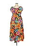Terra & Sky 100% Viscose Tropical Orange Cocktail Dress Size 2X - photo 2