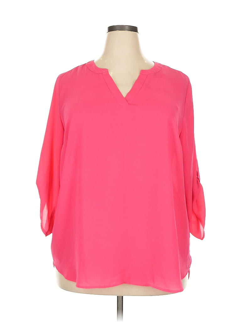 Chaus 100% Polyester Pink 3/4 Sleeve Blouse Size 2X - photo 1