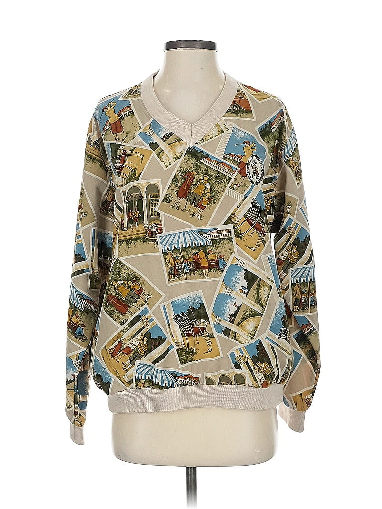 Tail Print Tan Pullover Sweater Size S - photo 1