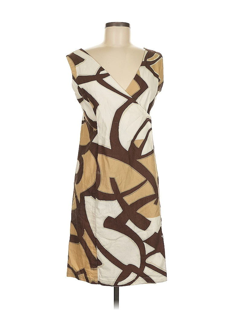 Piazza Sempione 100% Cotton Graphic Brown Cocktail Dress Size EU (IT) 42 / US 6 - photo 1
