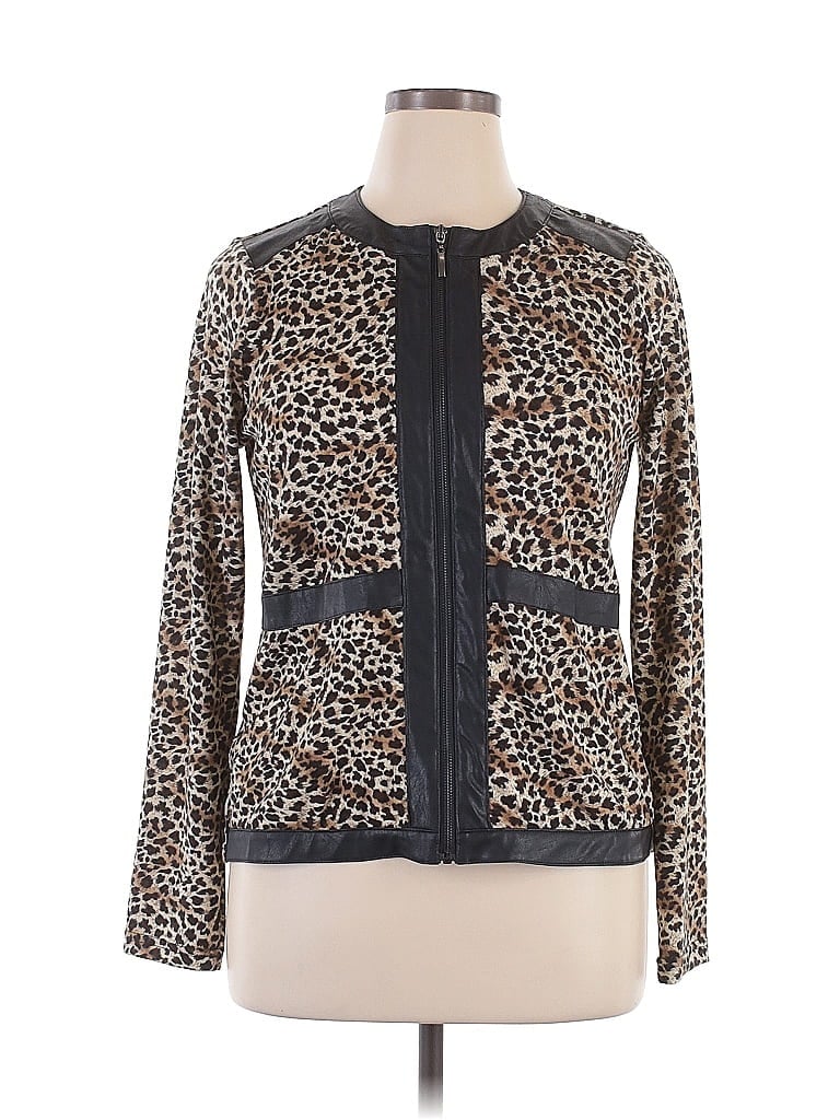 CARMiN Animal Print Brown Jacket Size 1X - photo 1