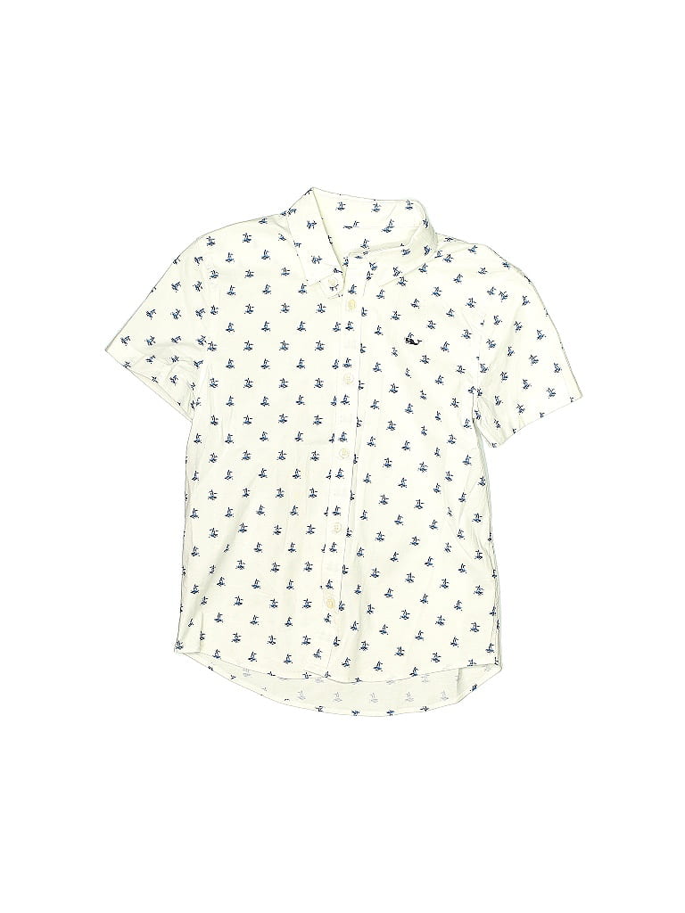 Vineyard Vines Stars Ivory Short Sleeve Button-Down Shirt Size 8 (big kids) - photo 1