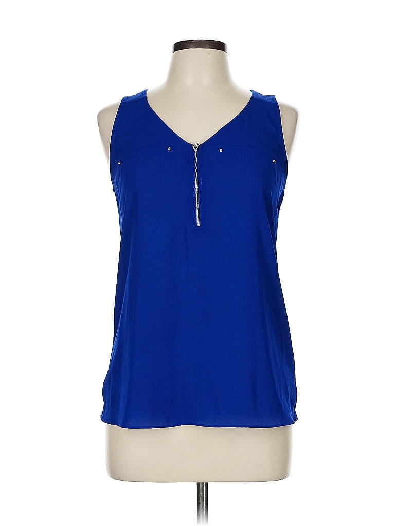 Fortune + Ivy 100% Polyester Blue Sleeveless Blouse Size M - photo 1