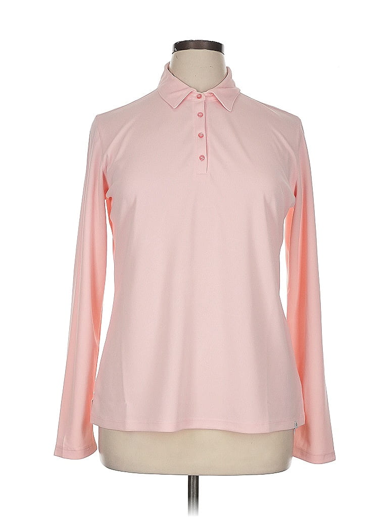Lady Hagen 100% Polyester Pink Long Sleeve Blouse Size XL - photo 1