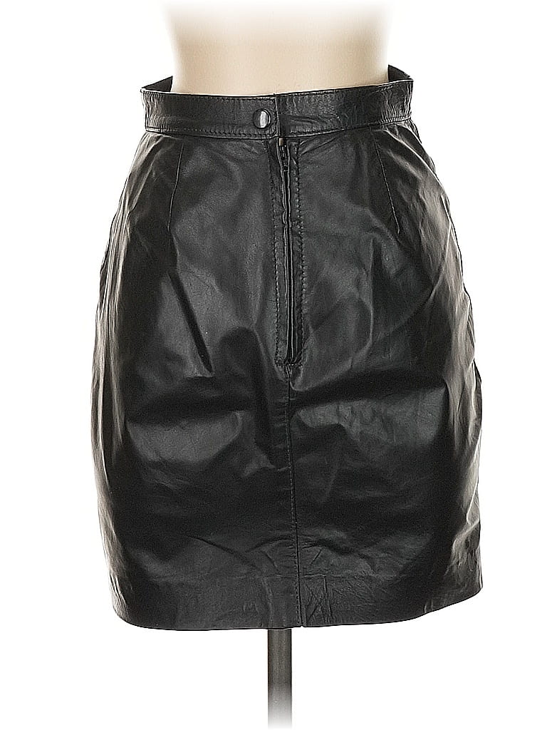 Comint Solid Black Faux Leather Skirt Size 3 - photo 1