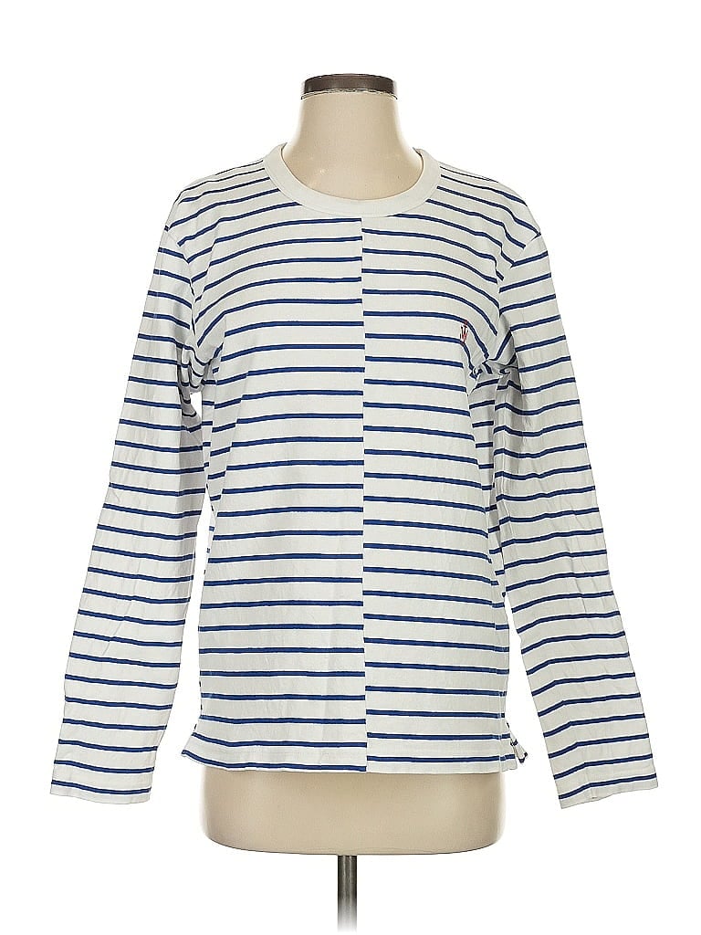 Pre-owned Anderson's Long Sleeve Top Blue Stripes Pattern Crew Neck Tops