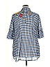 Johnny Was Checkered-gingham Blue 3/4 Sleeve Button-Down Shirt Size 2X - photo 2