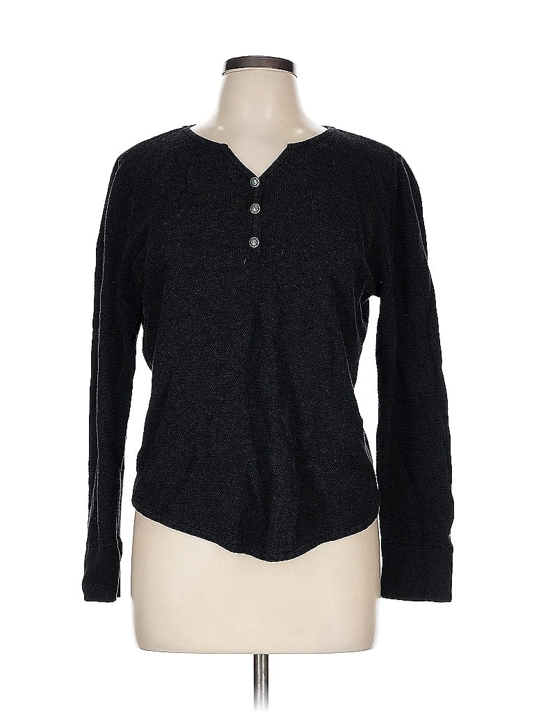 Tasha Polizzi Collection 100% Cotton Black Long Sleeve Henley Size L - photo 1